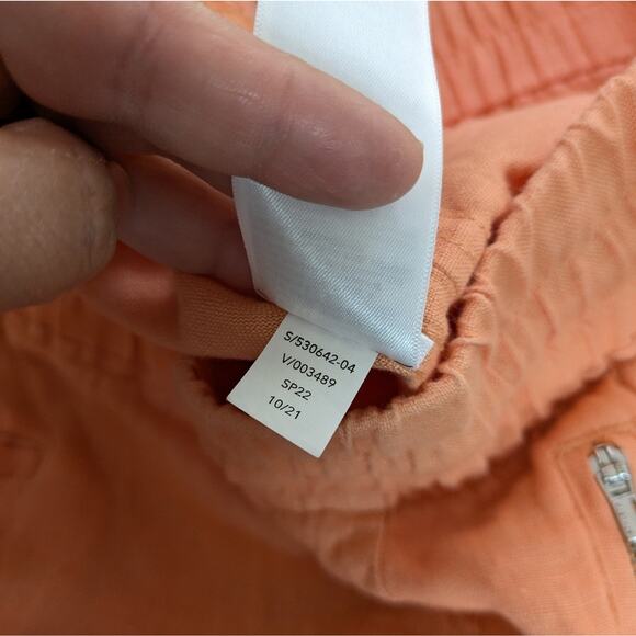 NEW Athleta Cabo Tide Linen Jogger Pants 14 Cactus Peach Orange Pull On Casual - Picture 11 of 13